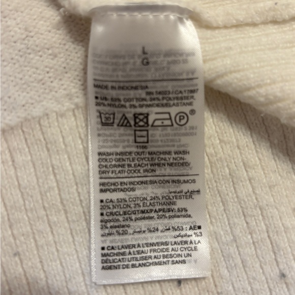 Old Navy: White/Cream Collard Sweater (size: L) - Picture 4 of 4